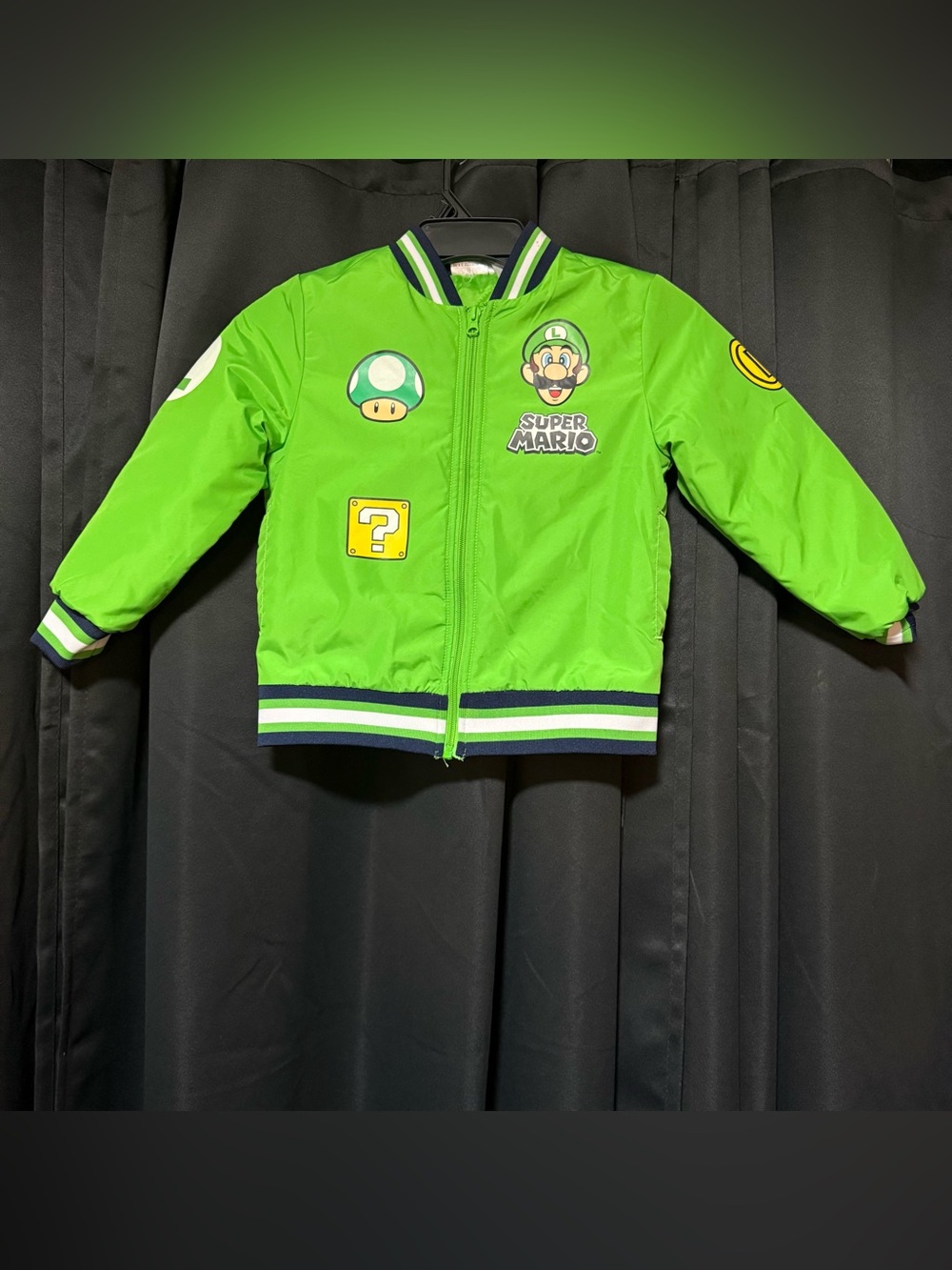 Boys Luigi Bomber Jacket Nintendo Super Mario Brothers Green Size 5/6